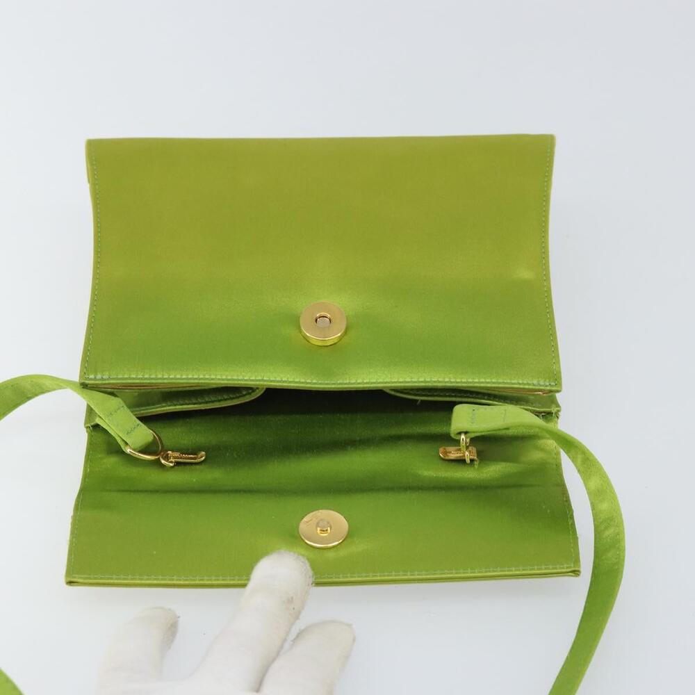 Salvatore Ferragamo Shoulder Bag Satin Green Auth 161011 - Picture 10 of 16